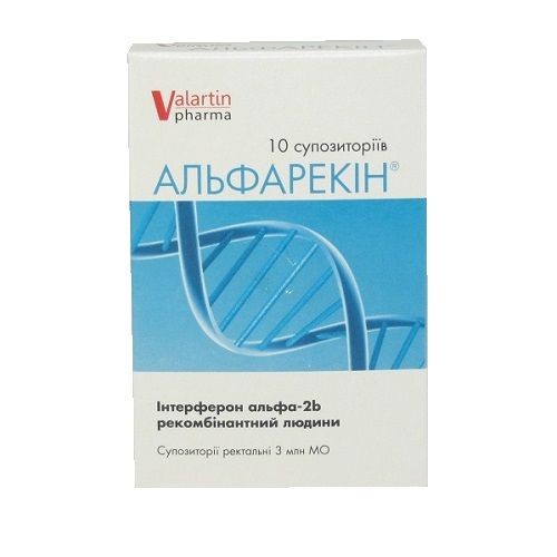 Альфарекин суппозитории ректальные по 3 млн МЕ, 10 шт.