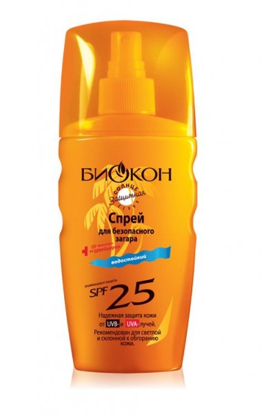 БИОКОН SPF-25 спрей для безопасного загара, 160 мл